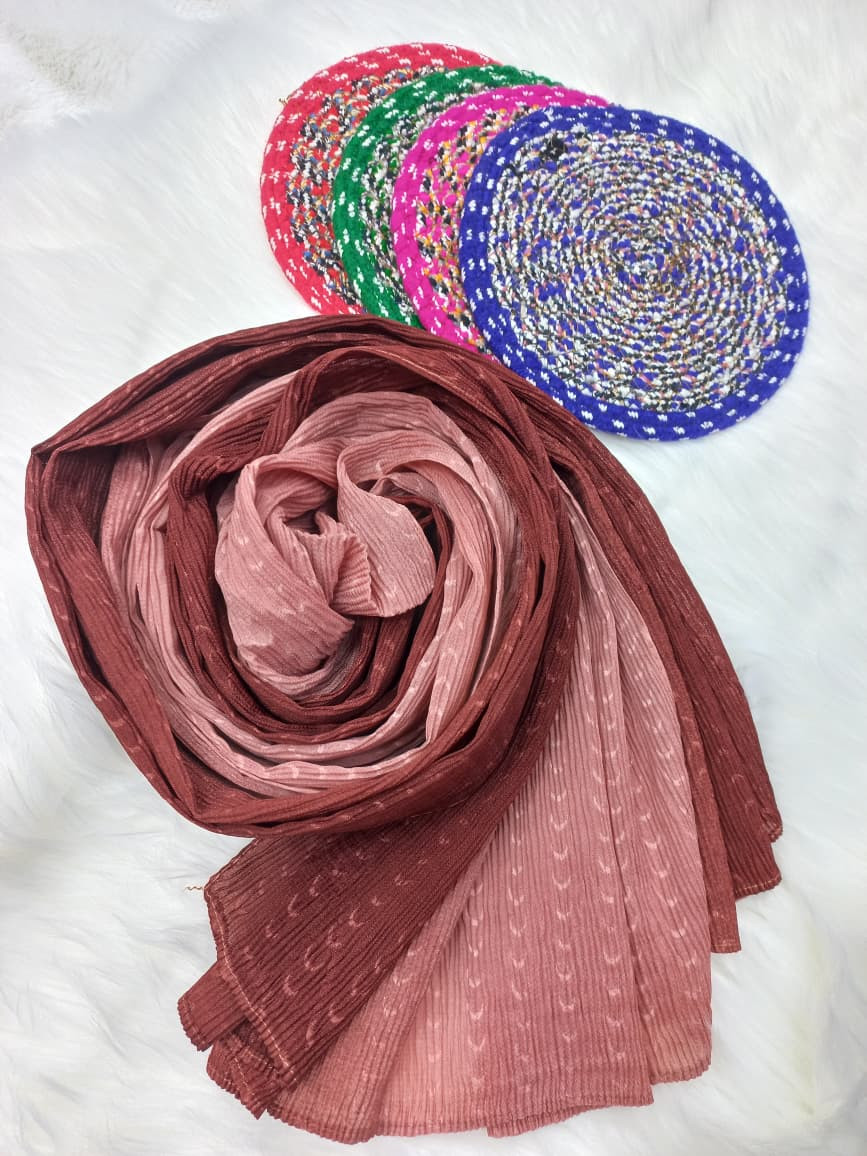 Ribbed Shaded Cotton N Chiffon