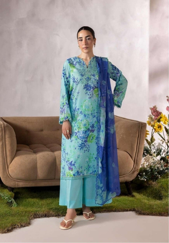 PREMIUM MAHAJAL 3-Piece Unstitched Embroidered Dress (Shirt, Trouser & Dupatta)
