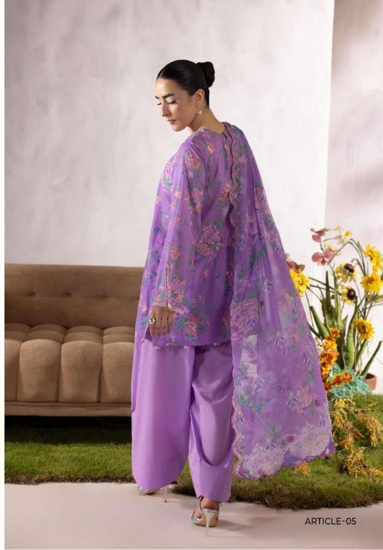 PREMIUM MAHAJAL 3-Piece Unstitched Embroidered Dress (Shirt, Trouser & Dupatta)